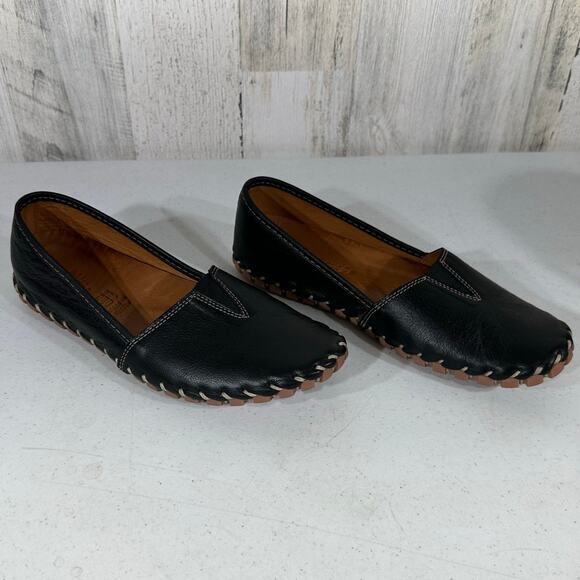 Spring Step Womens Kathaleta Slip On Moccasin Shoes Size 37 6.5-7 Black Leather - Picture 1 of 10